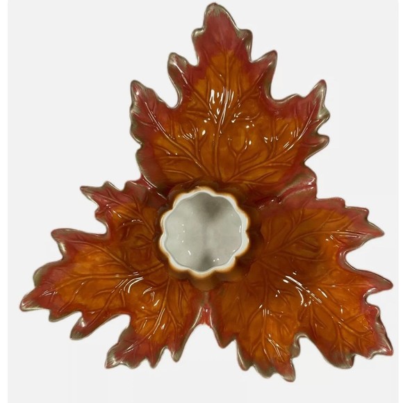 Orange Holiday Fall Leaf Serving plate with pumpkin dip...